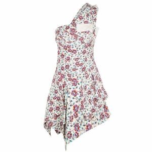 Isabel Marant Ricco Floral Silk One Shoulder Mini Dress FR 38 / US 8 Medium